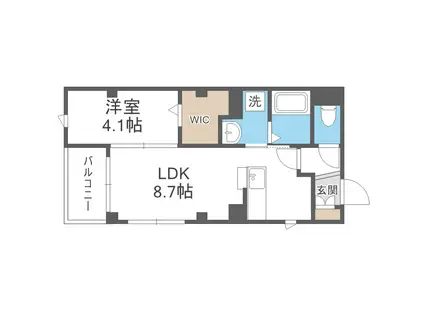ヴェルーラ福島(1LDK/3階)の間取り写真
