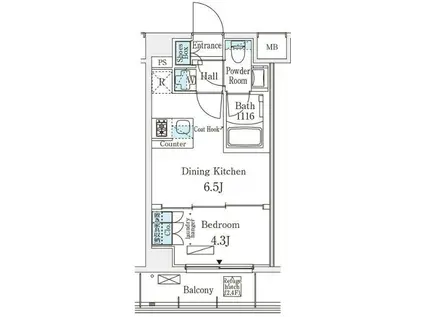 メゾン・クロイゾン(1DK/3階)の間取り写真