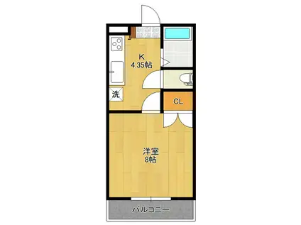 ジュネピアつくば(1K/2階)の間取り写真