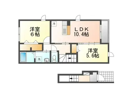 CASACARINO(2LDK/2階)の間取り写真