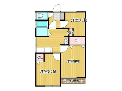 シルクタウン七日市(3K/1階)の間取り写真