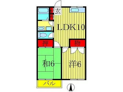 Nステージ逆井(2LDK/2階)の間取り写真