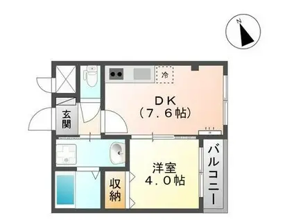 ＪＲ境線 後藤駅 徒歩15分 3階建 築10年(1DK/3階)の間取り写真
