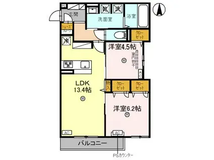 竹宏セレニティ晴明通(2LDK/3階)の間取り写真