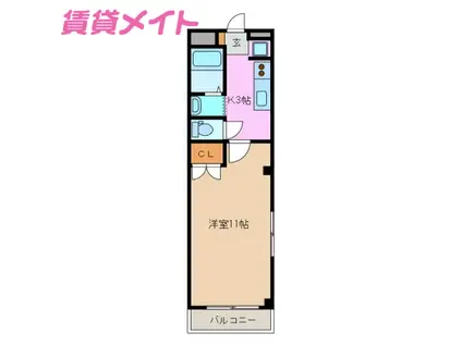 プチパレット(1K/1階)の間取り写真