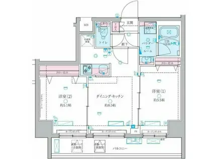 ジェノヴィア白糸ガーデン(2DK/3階)の間取り写真