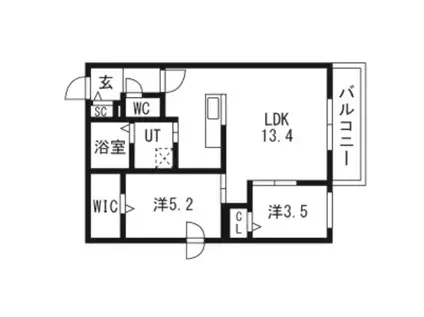 PRECIOUS HASSAMU-MINAMIプレシャスハッサムミナ(2LDK/4階)の間取り写真