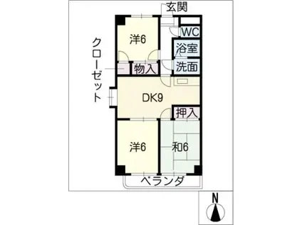 エスペランサ(3LDK/4階)の間取り写真