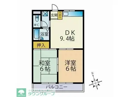 リヴェールマツモト(2DK/2階)の間取り写真