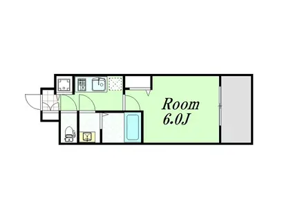 ポルト・ボヌール梅田ウエスト(1K/2階)の間取り写真