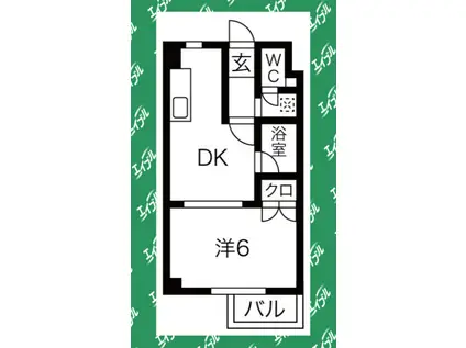 BESPOKE鶴舞(1DK/3階)の間取り写真