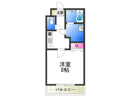 フェリーチェ石津(1K/3階)の間取り写真