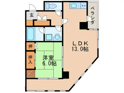 錦ハーモニービル(1LDK/6階)の間取り写真