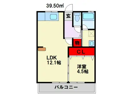 コーポ青山(1LDK/3階)の間取り写真