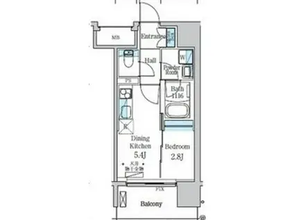 デュオフラッツ仙台木町通リネア(1DK/13階)の間取り写真