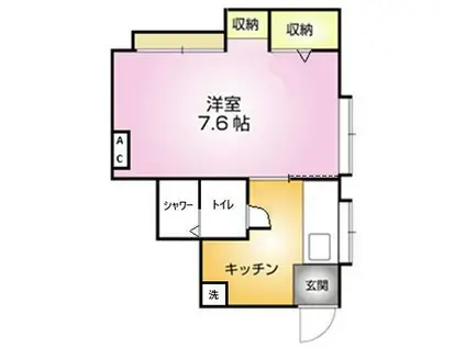 ケンハウスII(1K/1階)の間取り写真