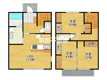 キルシュ B棟(3LDK/1階)の間取り写真