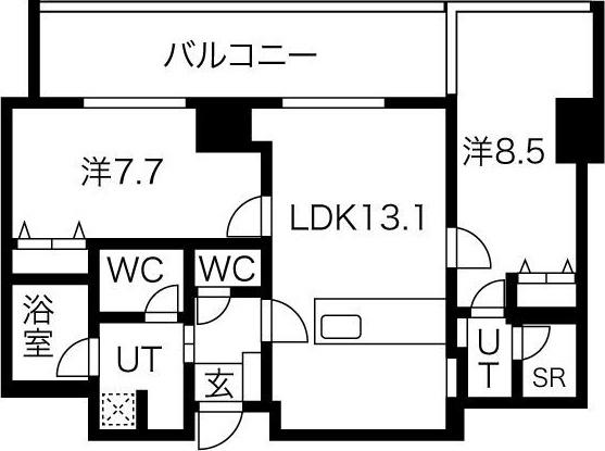 さくらHILLS NISHIKI PLATINUM RESIDENCE(2LDK/14階)の間取り写真