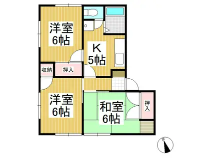 ドゥグレース(3K/2階)の間取り写真