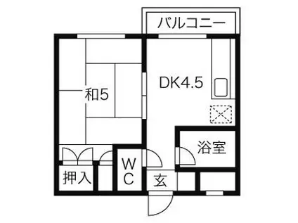 クラークハイツ(1DK/5階)の間取り写真