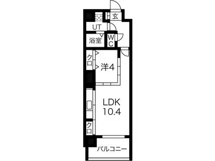 THE CROSS(1LDK/11階)の間取り写真
