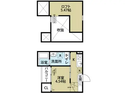 GROWTH(1K/2階)の間取り写真