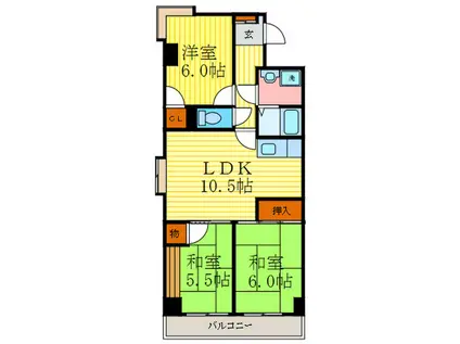 アルカサーノKITAI(3LDK/2階)の間取り写真