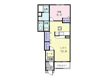 メープルアベニュー(1LDK/1階)の間取り写真