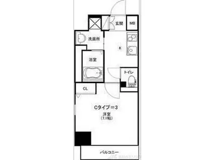 コートドール高槻(1K/2階)の間取り写真