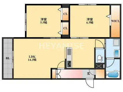 ヴィラウィステリア小ヶ倉F(2LDK/2階)の間取り写真