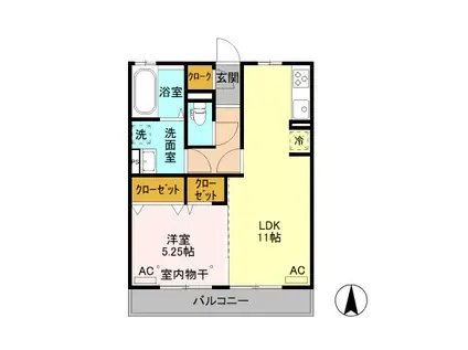 コージーネスト(1LDK/3階)の間取り写真