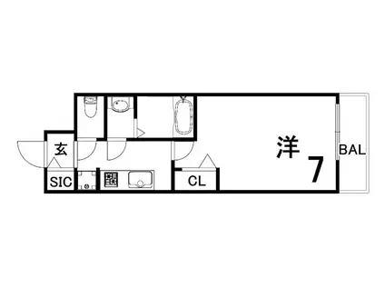 ファーストフィオーレ尼崎グランウエスト(1K/15階)の間取り写真