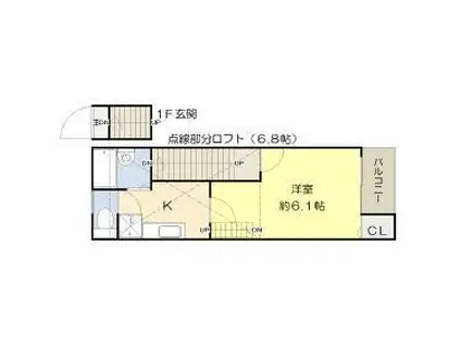 S・K江古田(1K/2階)の間取り写真