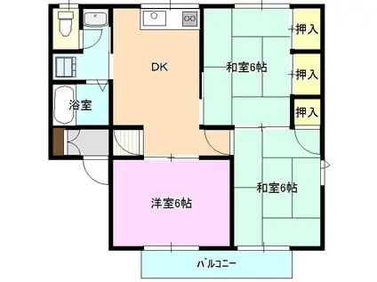 グランドアベニュウB(3DK/2階)の間取り写真