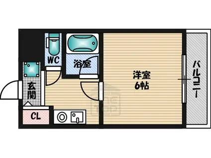 ウエストコート江坂(1K/2階)の間取り写真