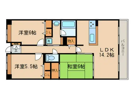 ファミールハイツ草津III番館(3LDK/4階)の間取り写真
