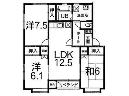 ラフィーネ矢巾(3LDK/2階)の間取り写真