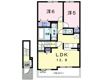 シュティル(2LDK/2階)の間取り写真