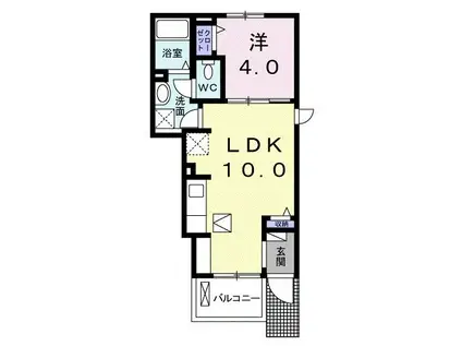 クラール・イーブンベルク A(1LDK/1階)の間取り写真