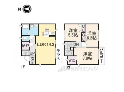 グレイスコート香芝(3LDK/1階)の間取り写真