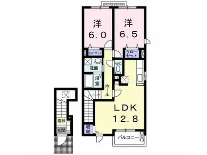 グランツ柳瀬(2LDK/2階)の間取り写真