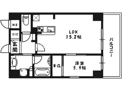 レジデンス富貴屋(1LDK/10階)の間取り写真
