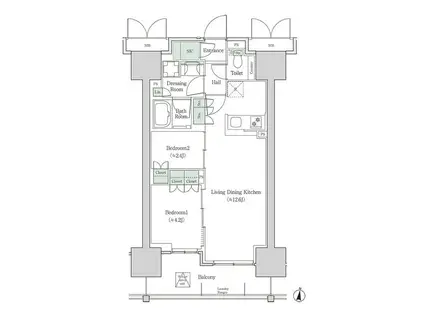 ブルックサイドレジデンス木場(2LDK/3階)の間取り写真