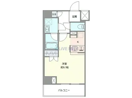 アンベリール王子II(ワンルーム/9階)の間取り写真