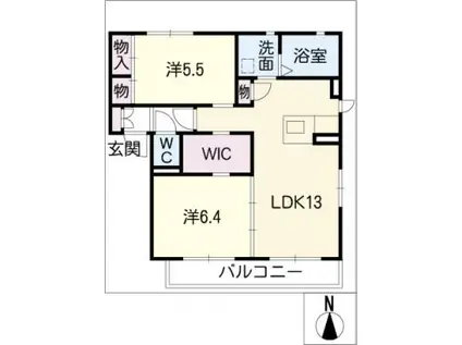 プログレス(2LDK/1階)の間取り写真