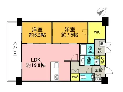 グランアークテラス(2LDK/7階)の間取り写真