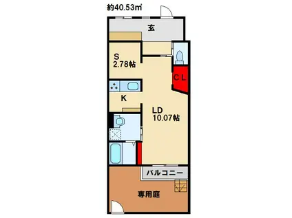 RIO CEREZO(1LDK/1階)の間取り写真