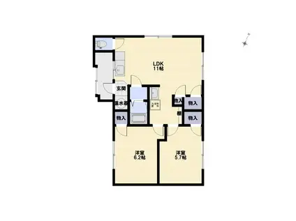 ハウスT姥萢(2LDK/2階)の間取り写真