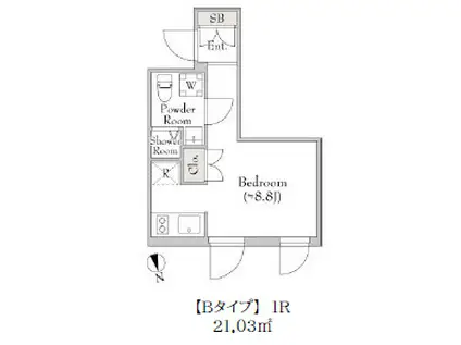 テラブリック南大井 200(ワンルーム/1階)の間取り写真
