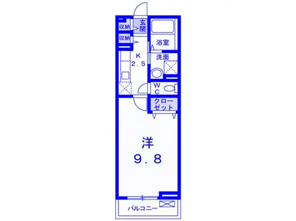 曙ハイツ鴨川(1K/1階)の間取り写真
